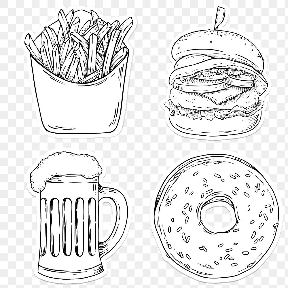Food and beverage sticker set design element