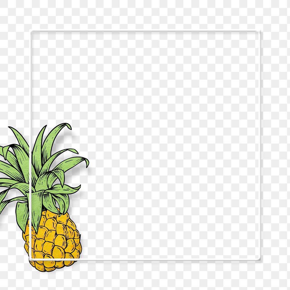 Square hand drawn pineapple frame design element