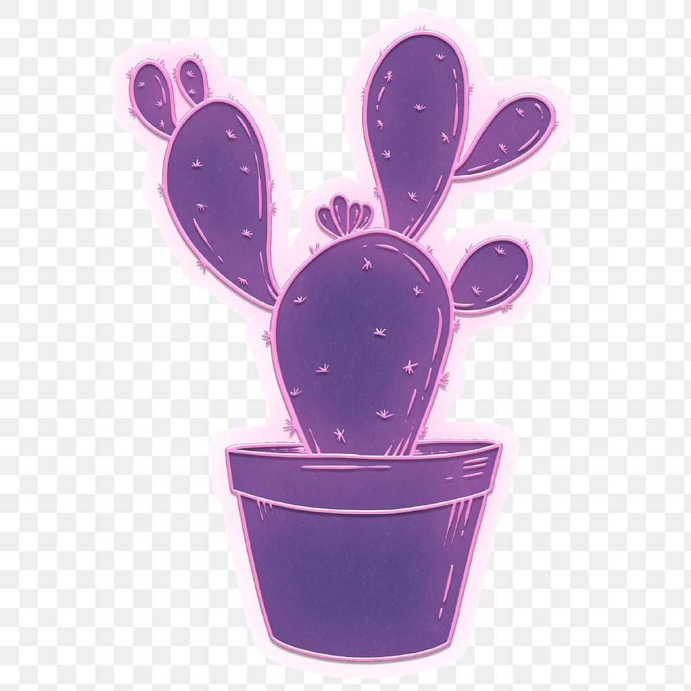 Purple neon cactus design element