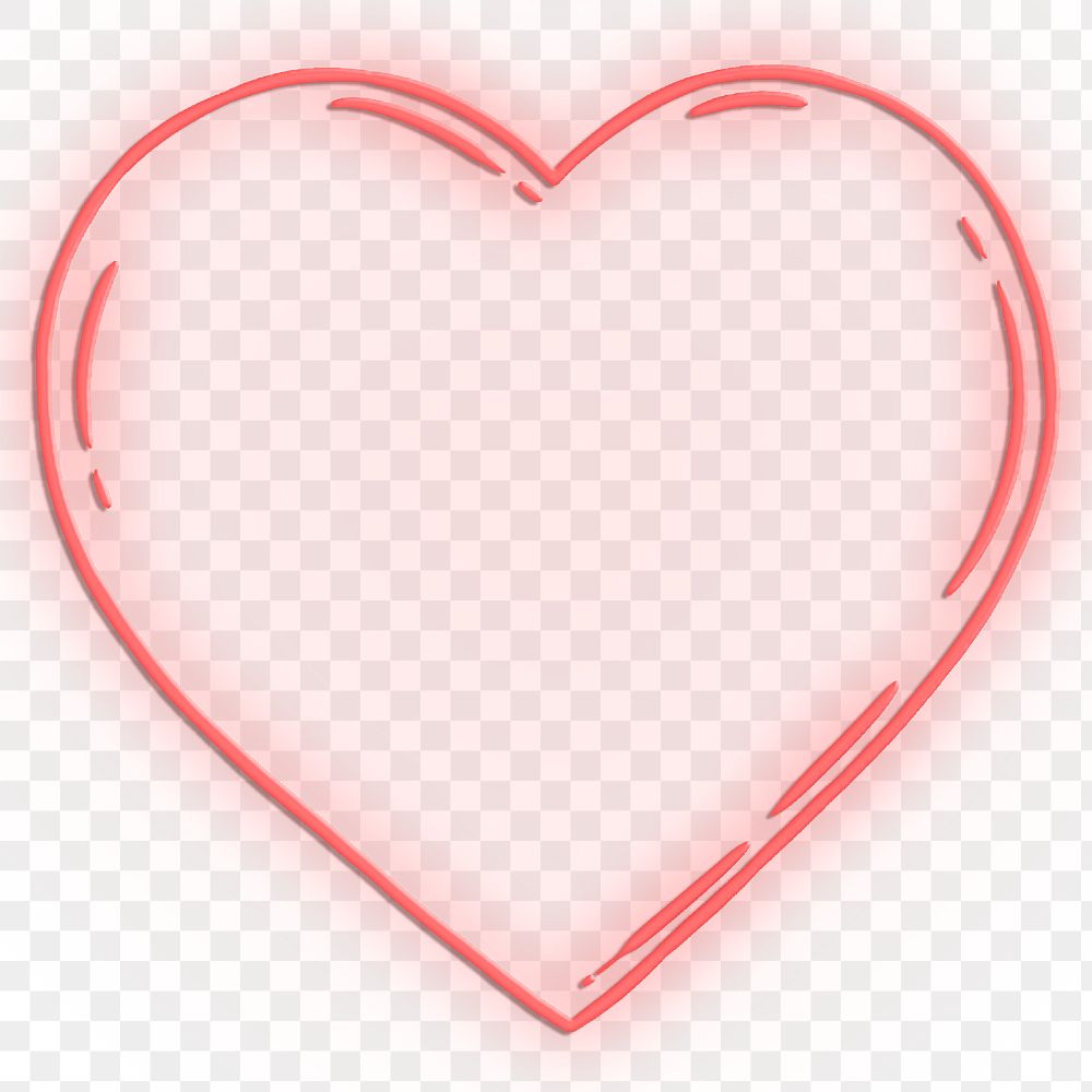 Red neon heart shape design element