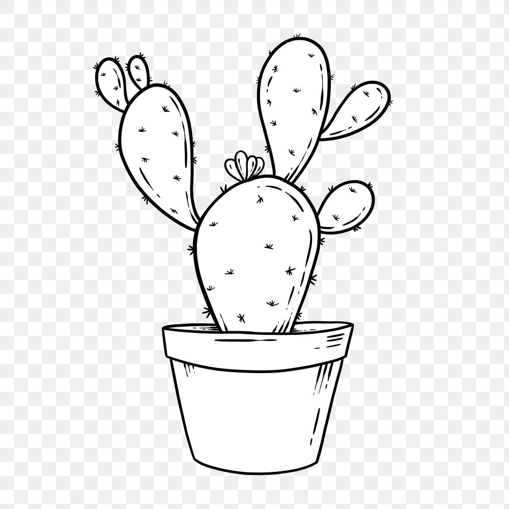 Black and white cactus design element