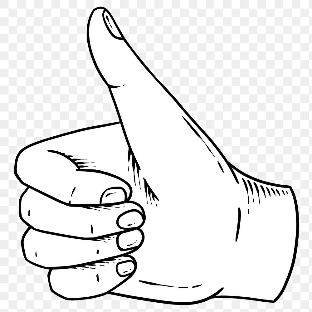 Thumbs up hand sign drawing design element