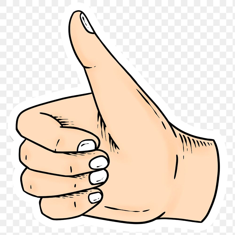 Thumbs up hand sign drawing sticker design element