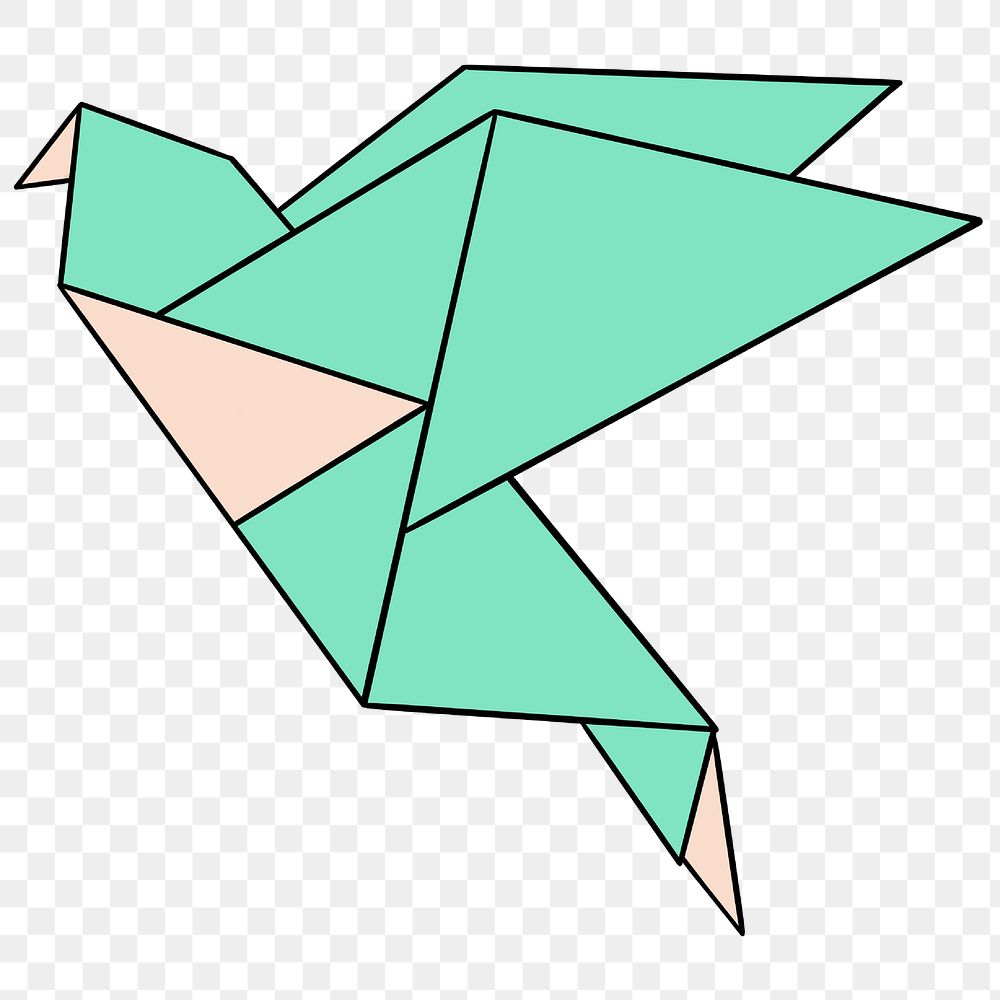 Green origami bird design element