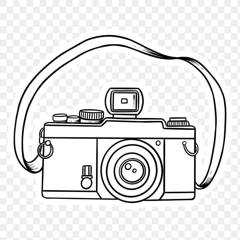 Camera with a strap sticker design element