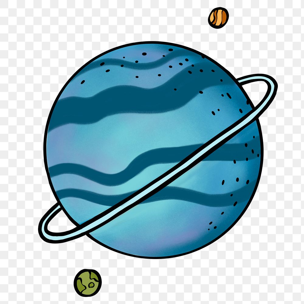 Hand drawn blue saturn design element