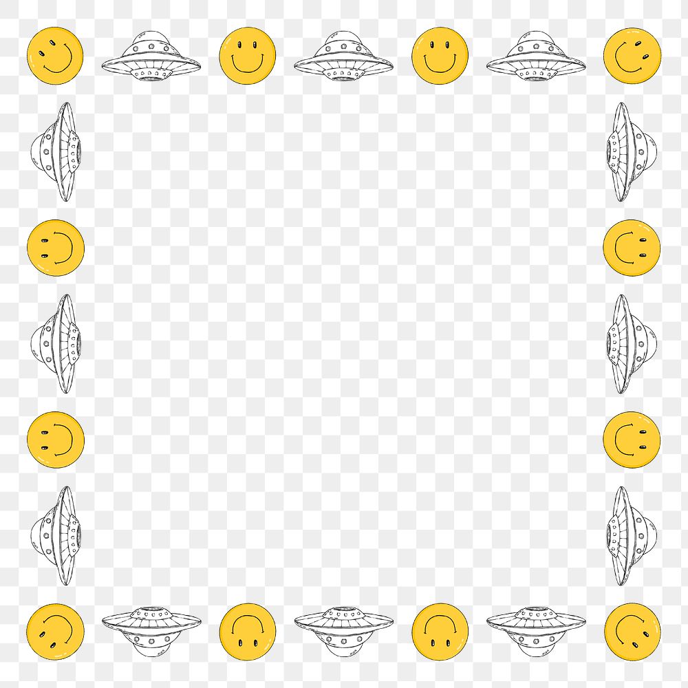 Smiley and UFOs frame png
