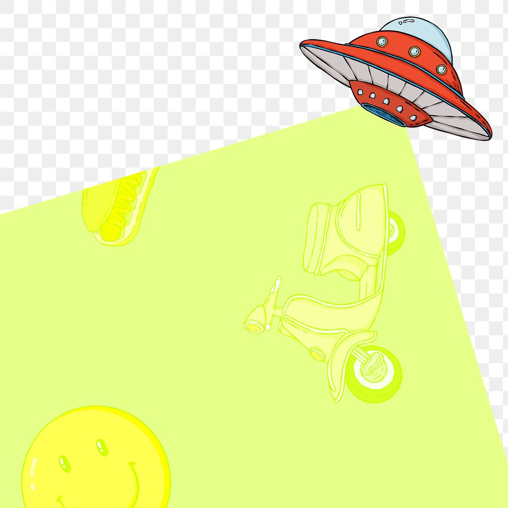 Red spaceship png lime green background