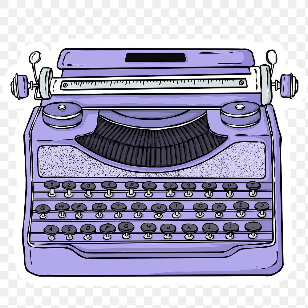 Classic purple typewriter sticker png