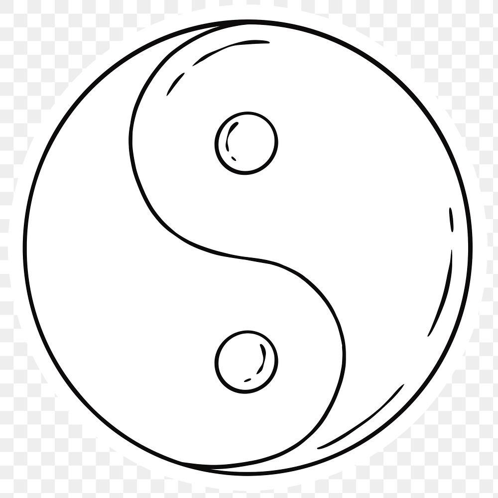 Hand drawn yin yang png sticker