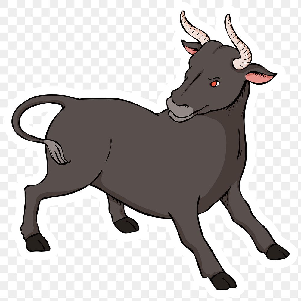 Angry black bull png sticker