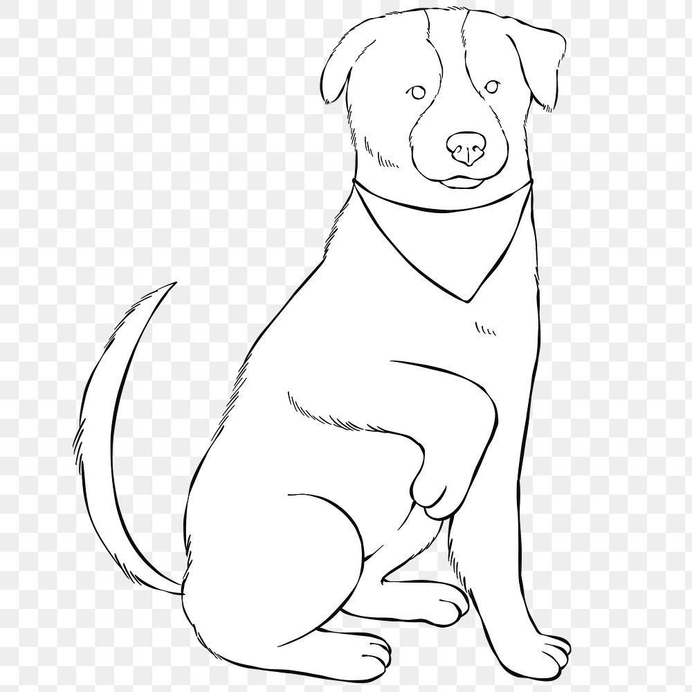 Hand drawn wagging dog png 