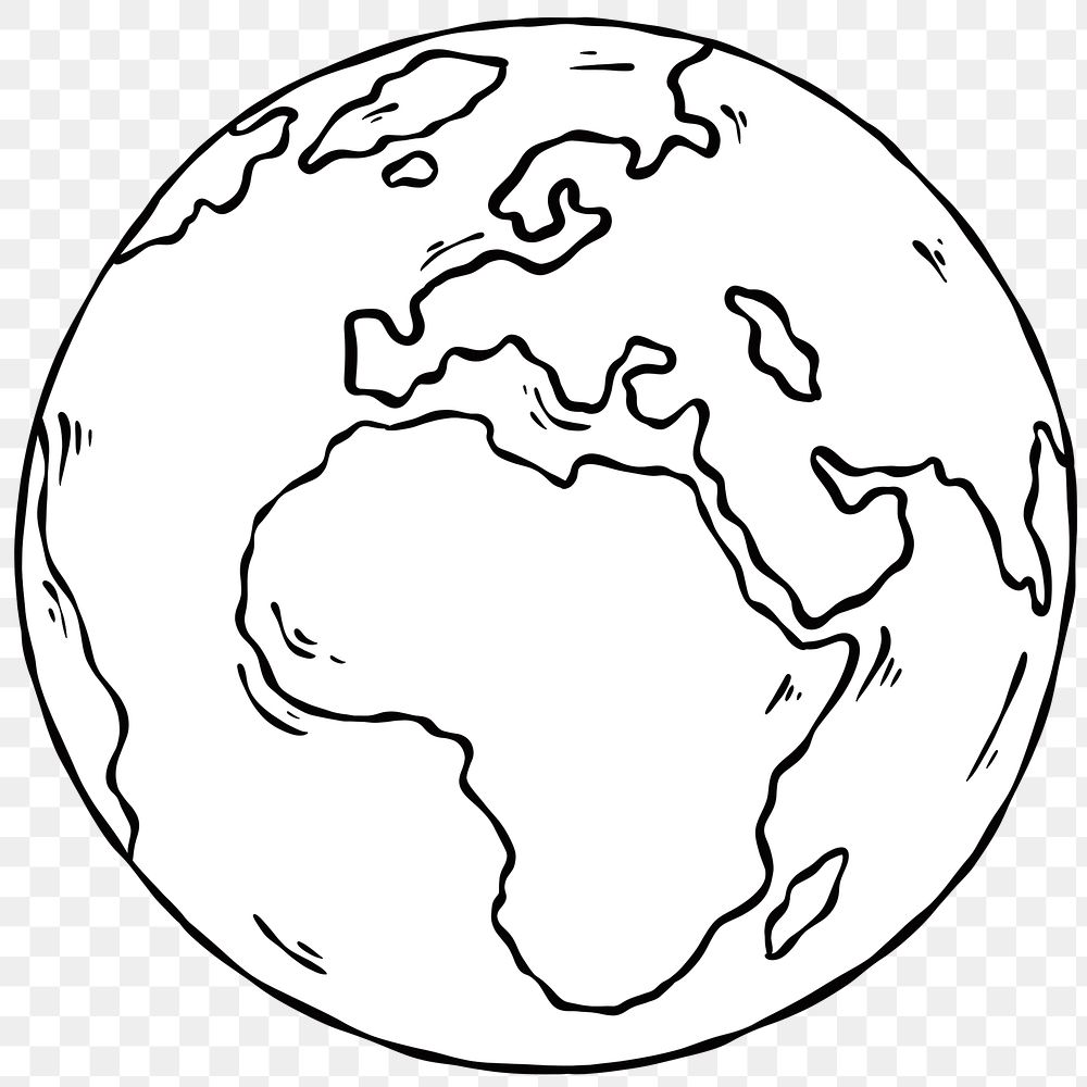 Hand drawn planet earth png sticker