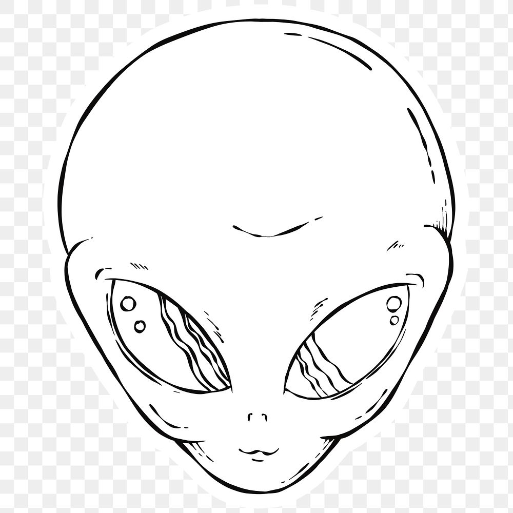 Png hand drawn sci fi alien sticker
