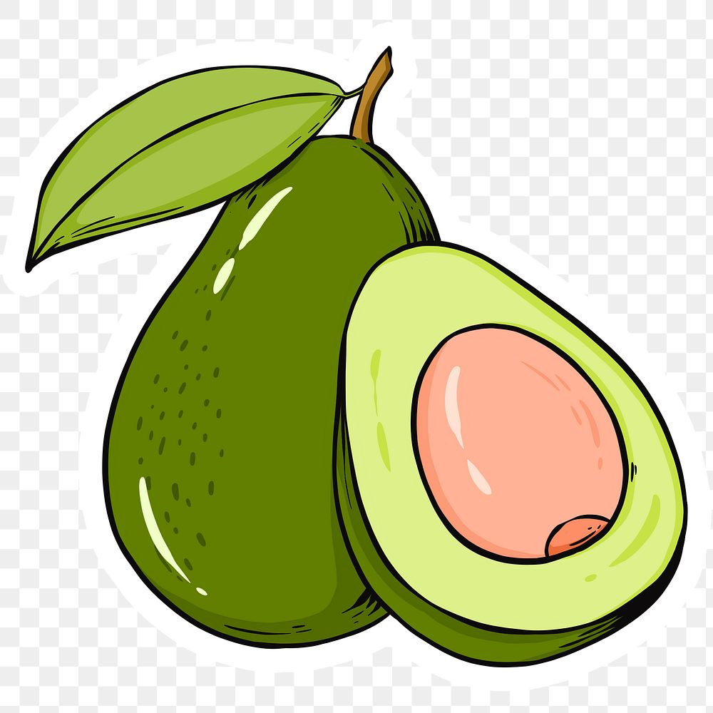 Png cartoon sticker avocado hand drawn clipart