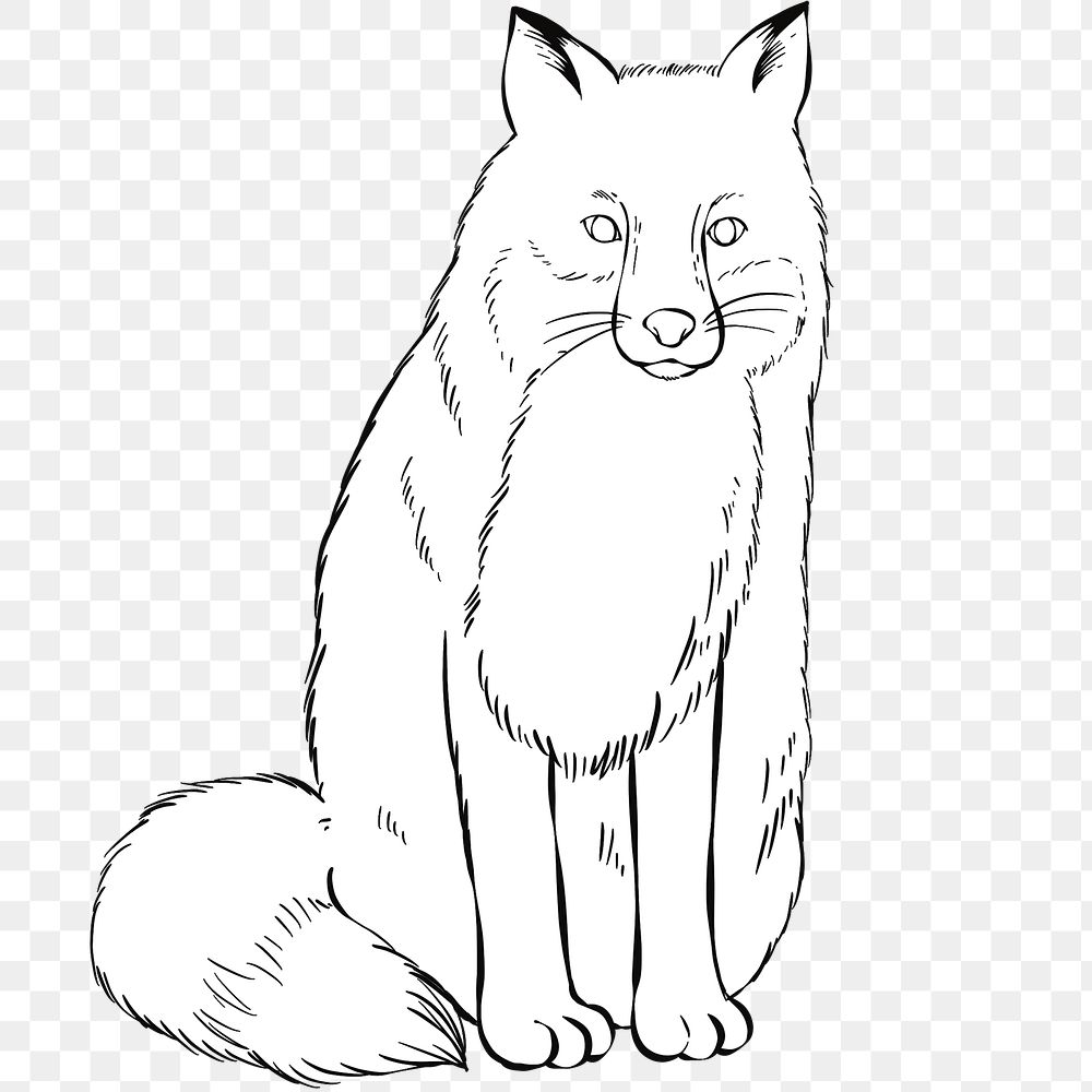 Png vintage fox black and white clipart