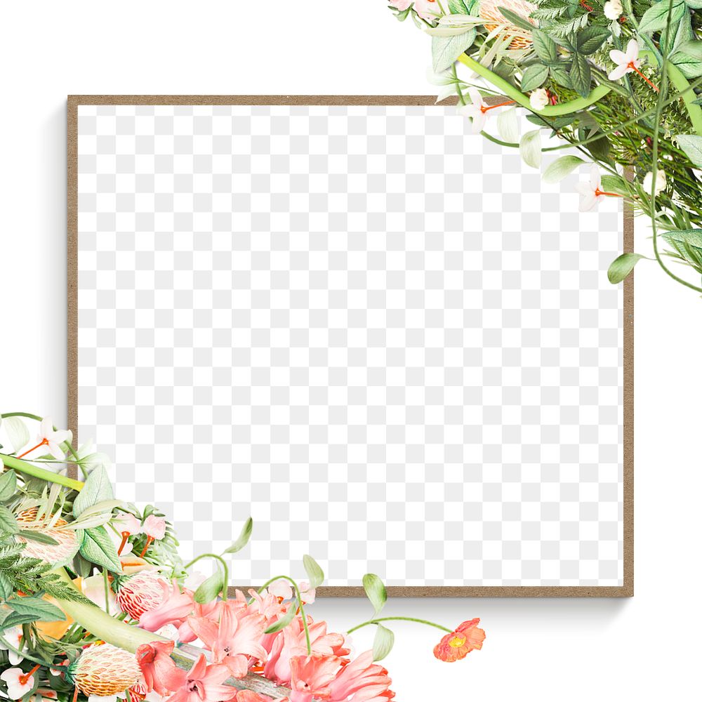 Blooming flowers frame design element