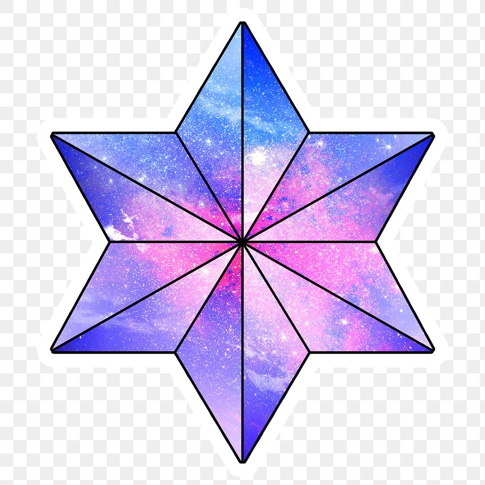 Purple galaxy patterned star shaped sticker design element