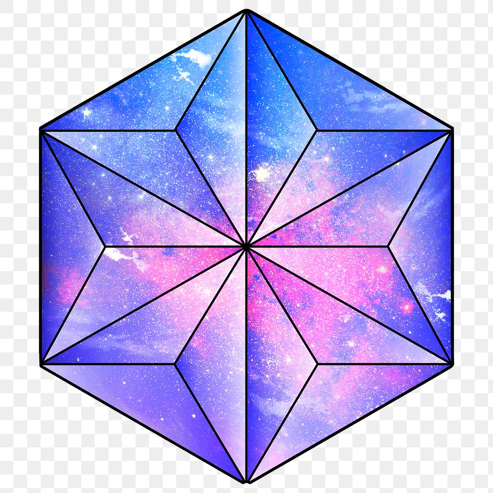 Purple galaxy patterned geometrical shaped star sticker design element