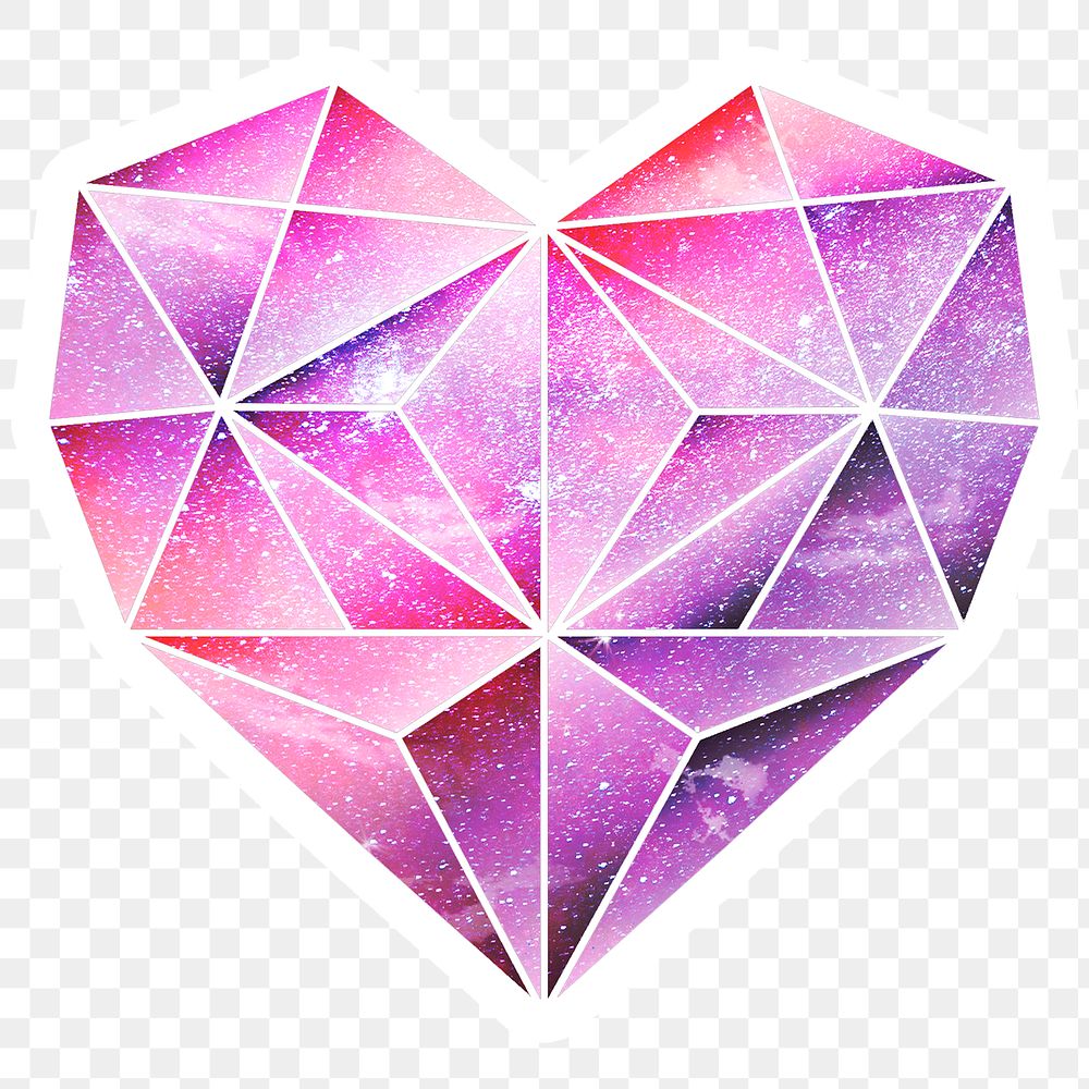 Pink galaxy patterned geometrical shaped heart design element