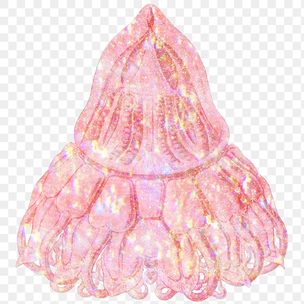 Pink holographic jellyfish sticker design element