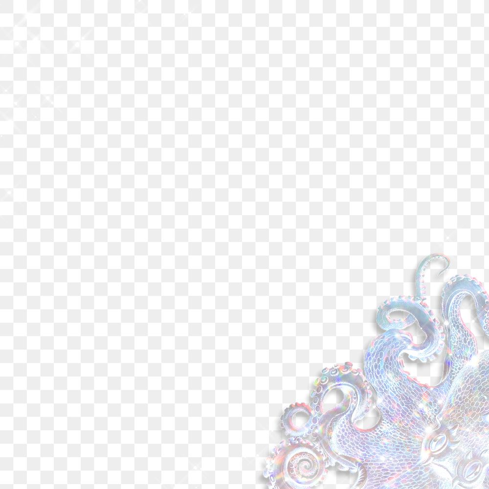 Silvery holographic octopus patterned background design element