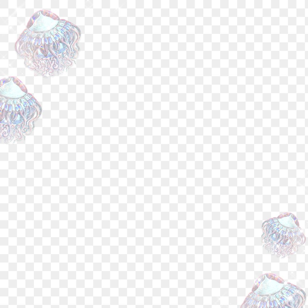 Silvery holographic jellyfish patterned background design element