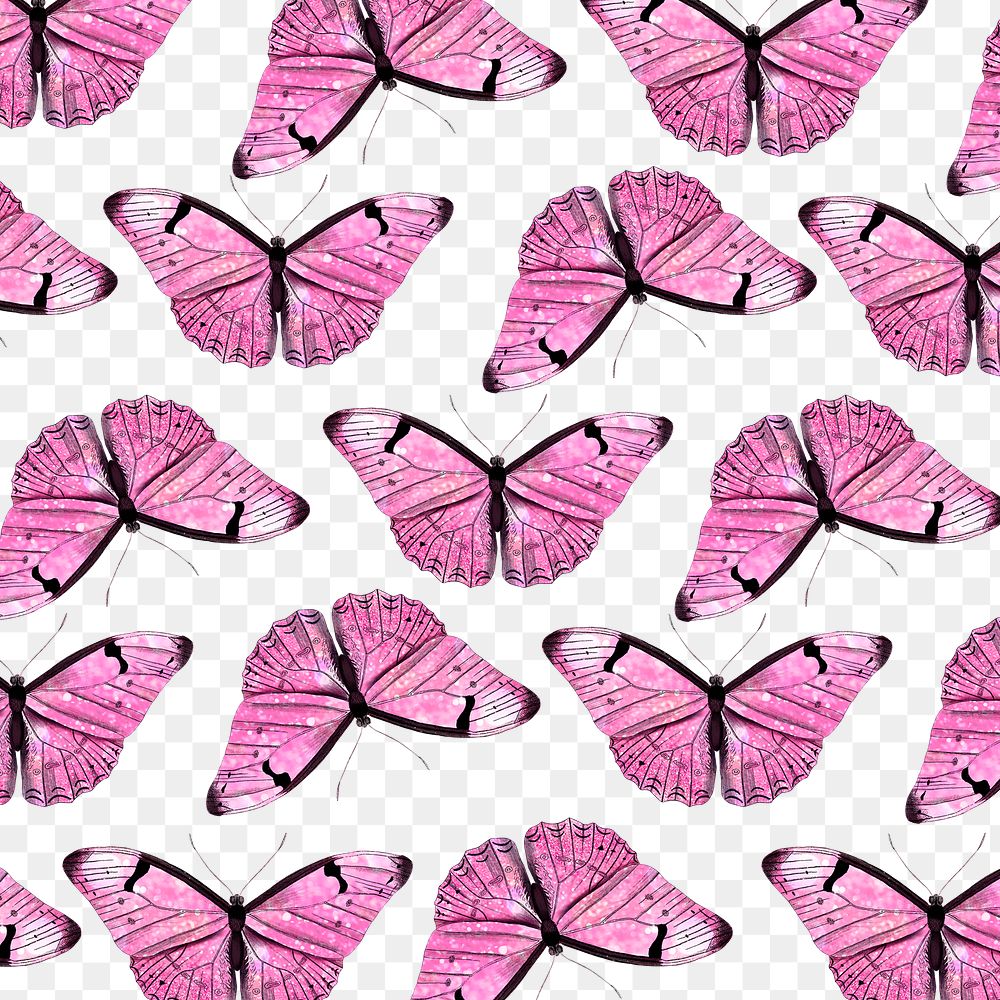 Glittery pink moth patterned background design element