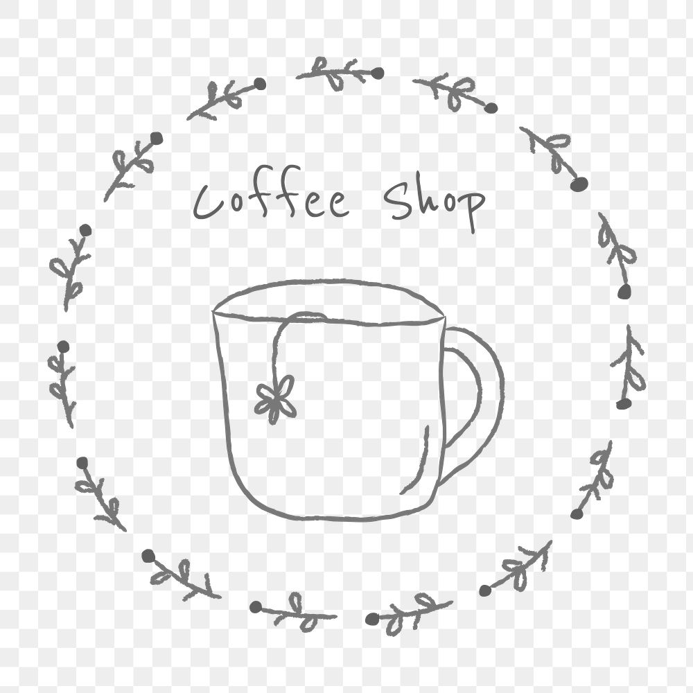 Coffee shop badge doodle style illustration