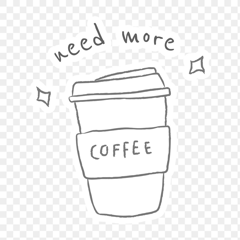 Disposable coffee cup doodle style illustration