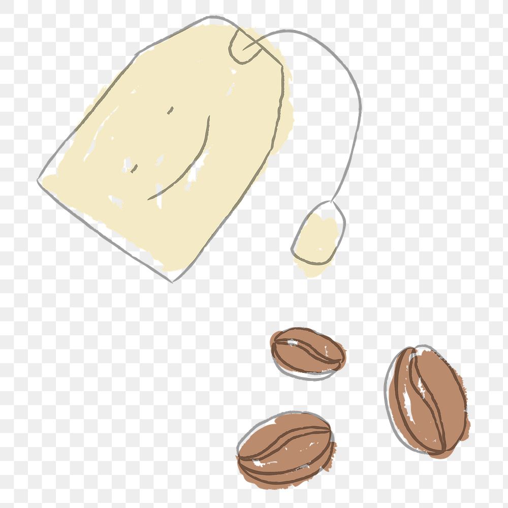 Doodle tea bag and coffee beans design element