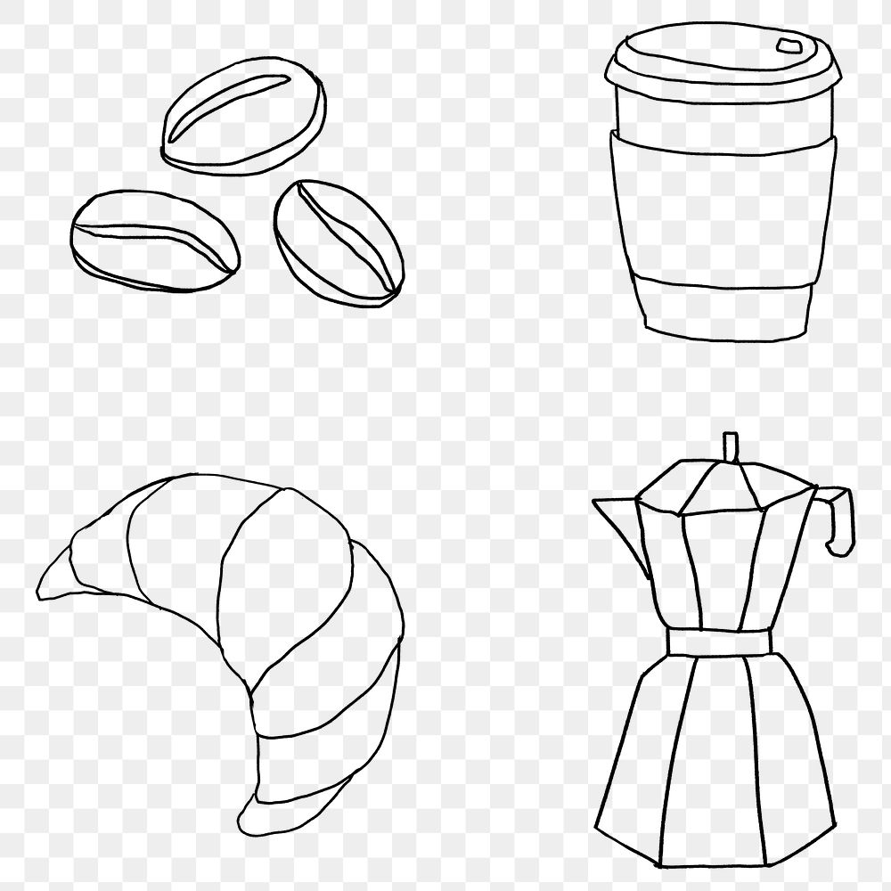 Cute coffee doodle design element set