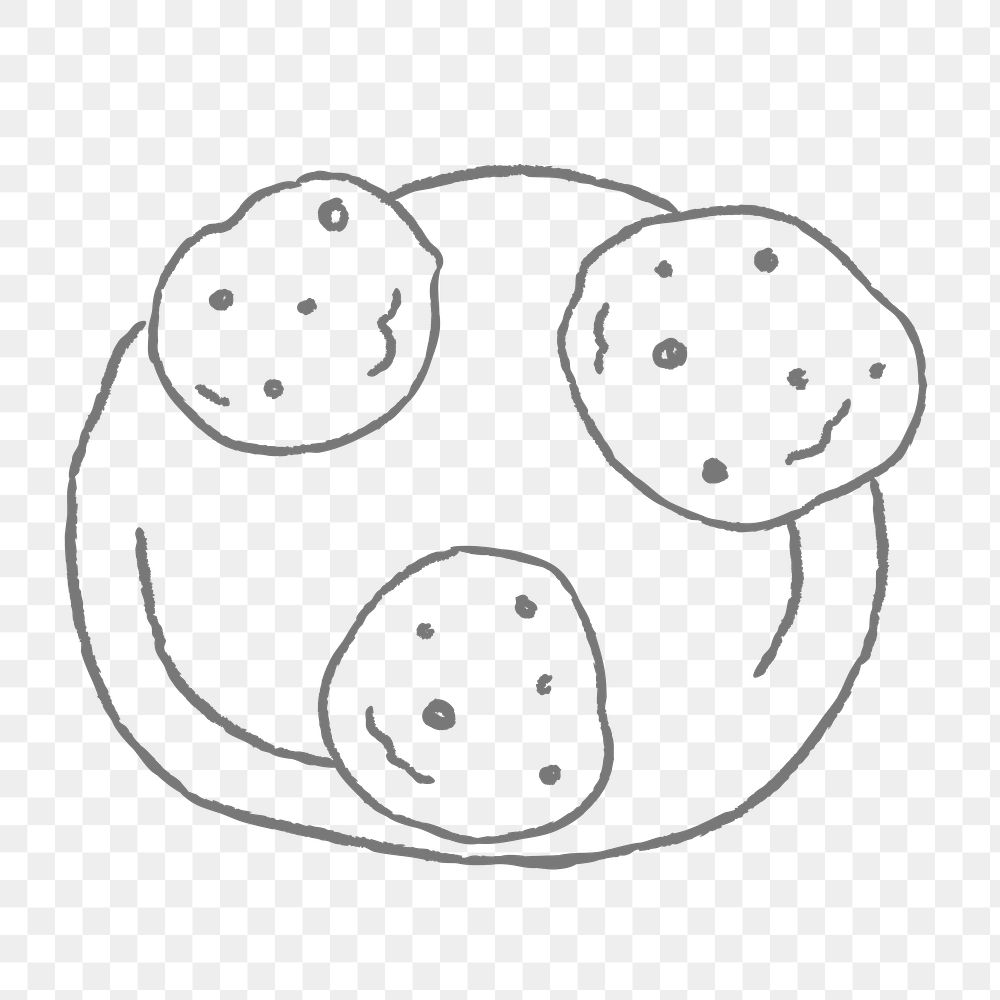 Cute chocolate chip cookie doodle style illustration