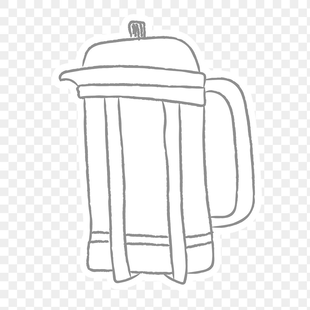 Doodle style french press coffee pot design element
