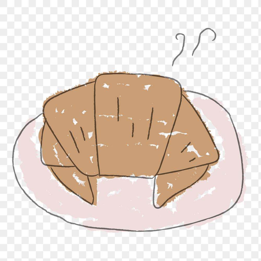 Freshly baked croissant doodle style illustration