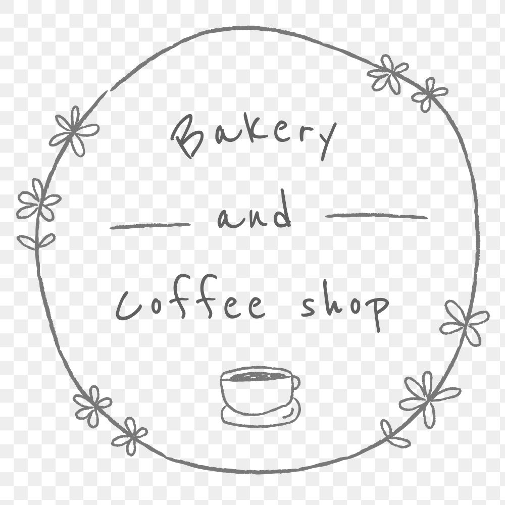 Bakery and coffee shop badge doodle style illustration