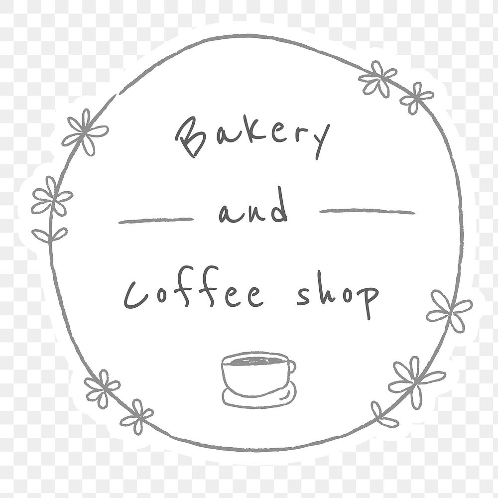 Bakery and coffee shop badge doodle style illustration