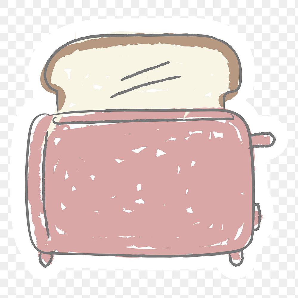 Doodle pink bread toaster sticker design element