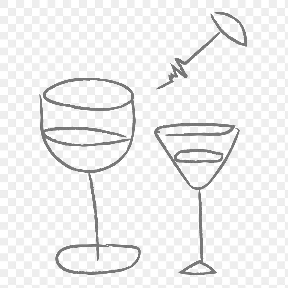 Doodle wine glasses design element