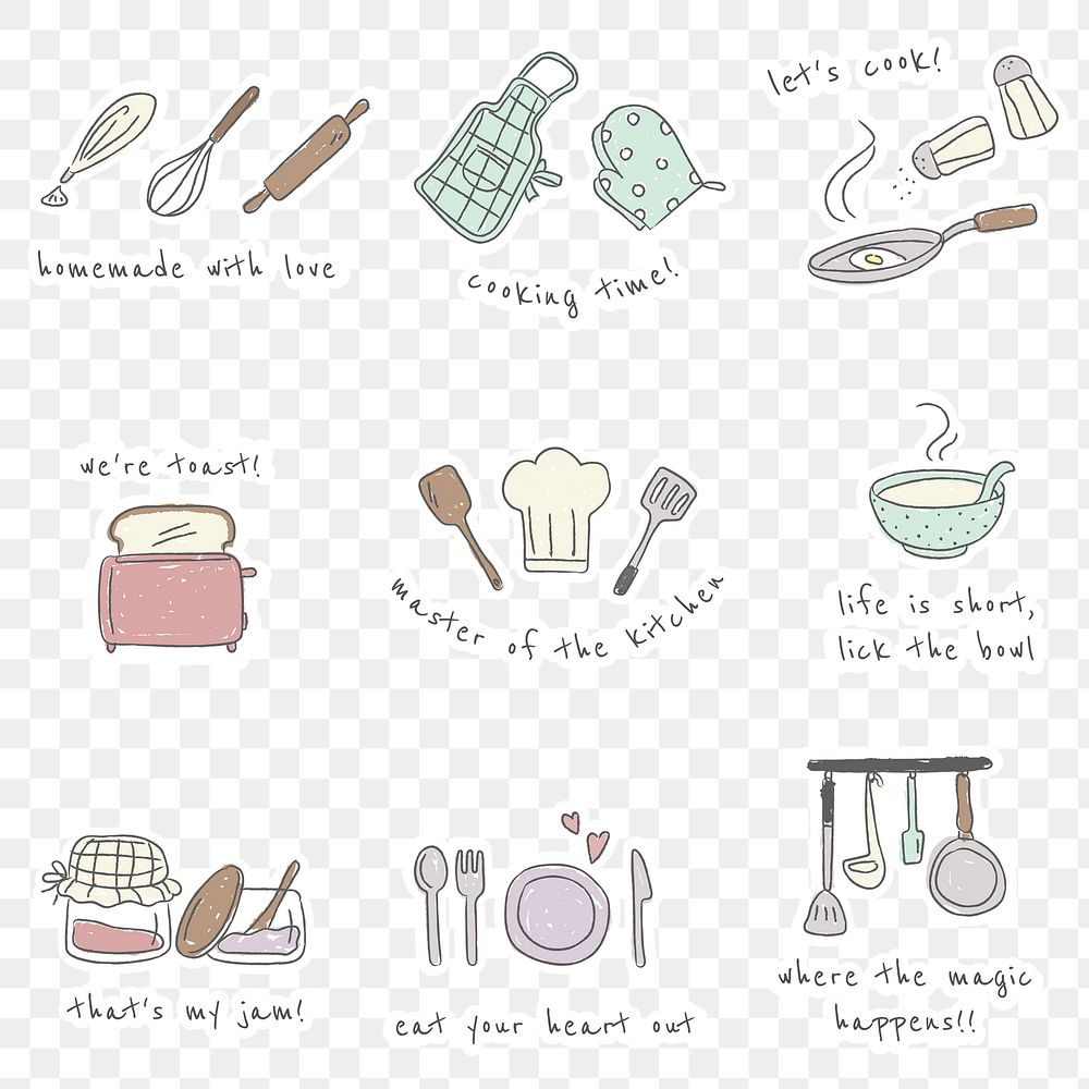 Cute kitchen utensils journal sticker set 