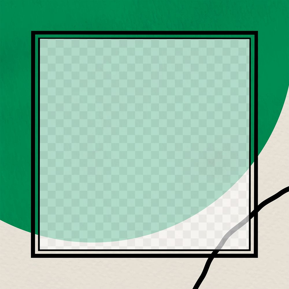 Black square frame png on green retro background