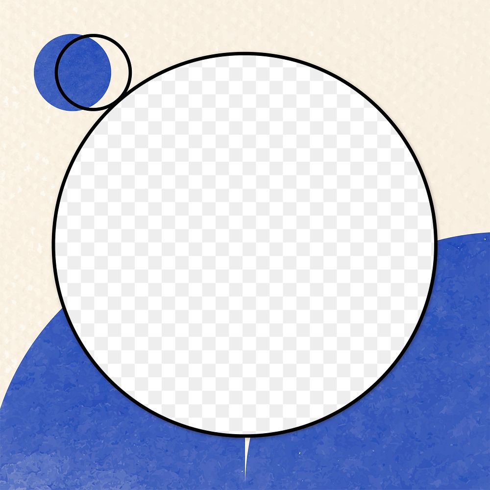 PNG round circle frame blue and beige