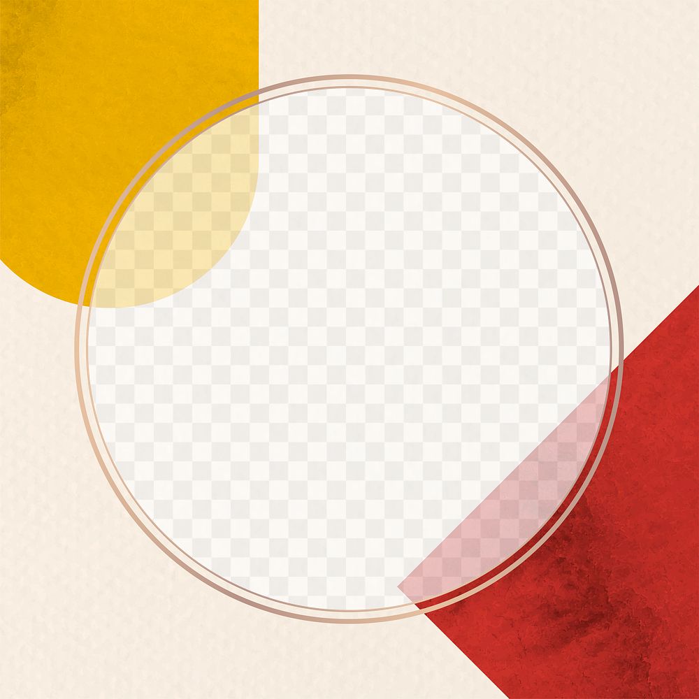 Abstract gold round frame png with basic shapes 