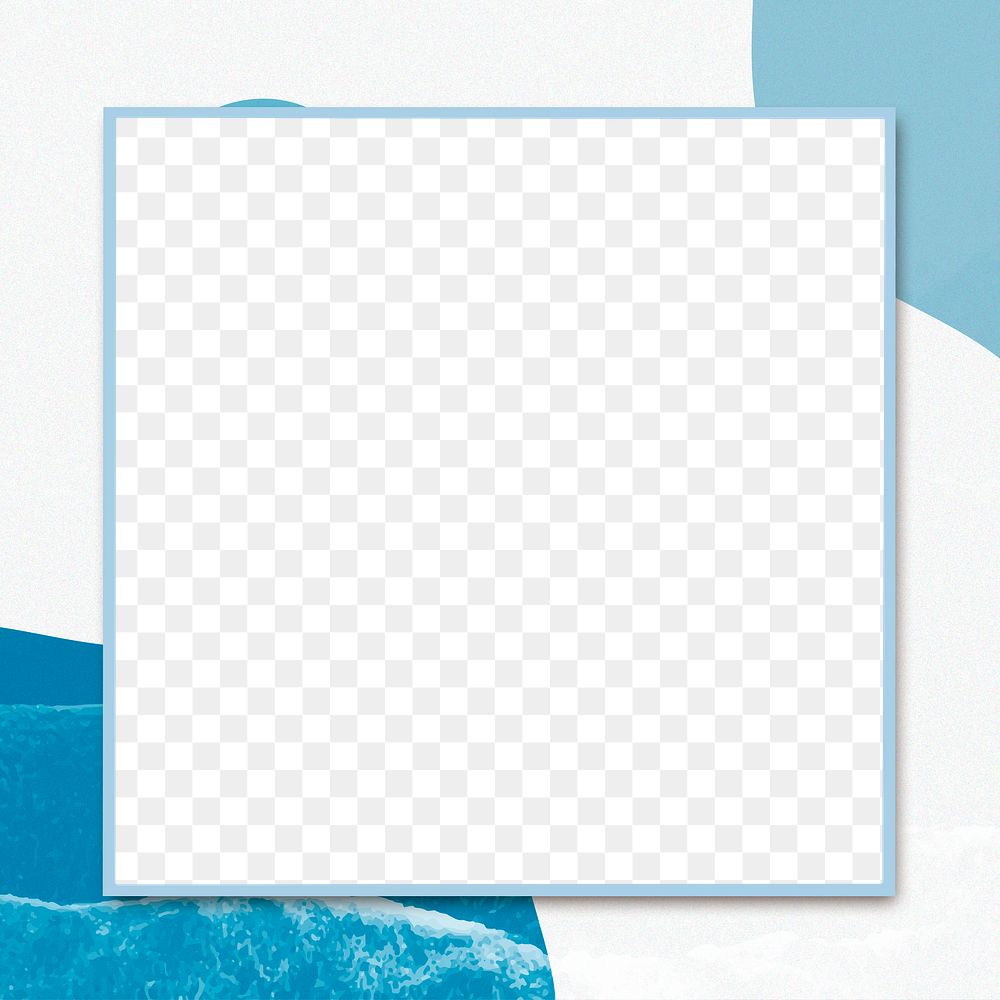 Blue abstract square frame png background