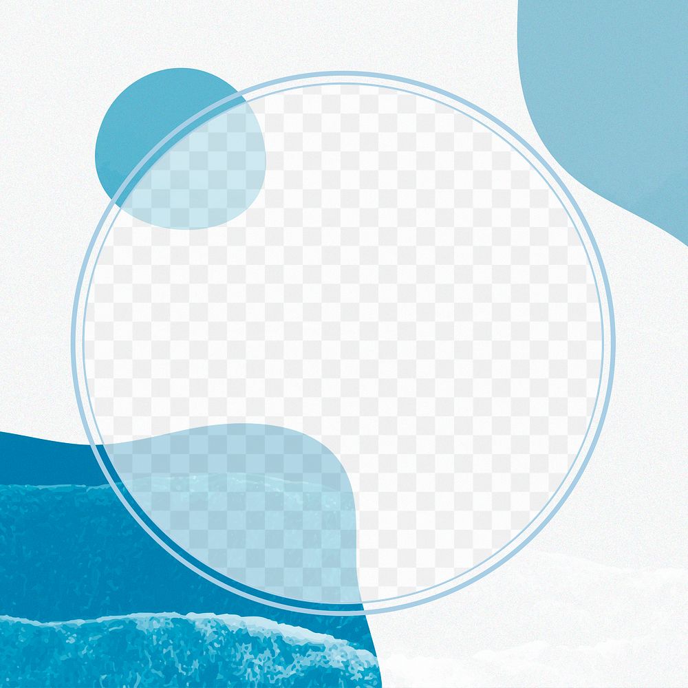 Blue abstract round frame png background