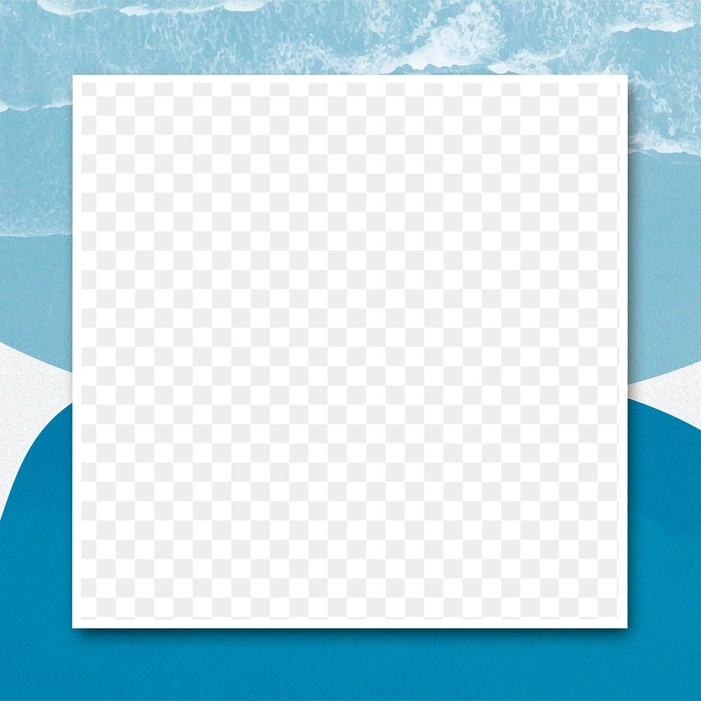 Blue blank square frame png background
