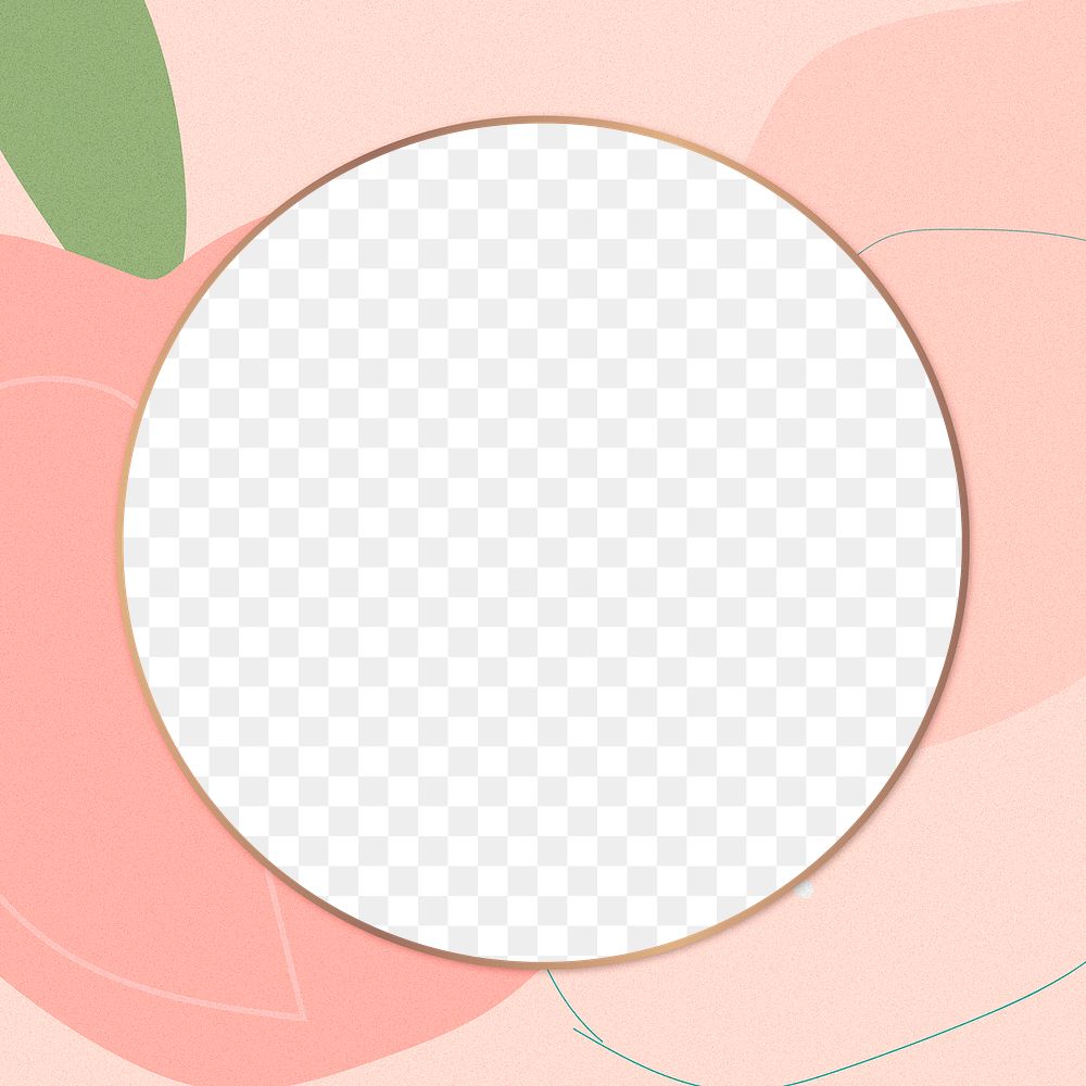Gold round frame png peach on pink pattern