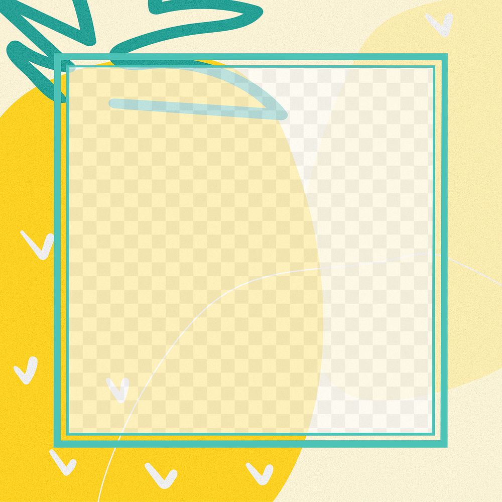 Square pineapple pattern frame png in yellow