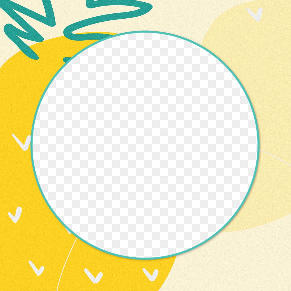 Roound Yellow pineapple frame png in yellow