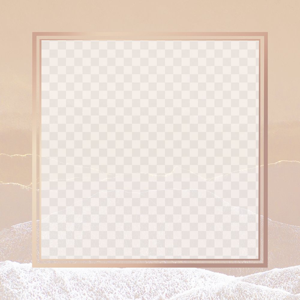 PNG Rose gold square frame on beige wavy texture 
